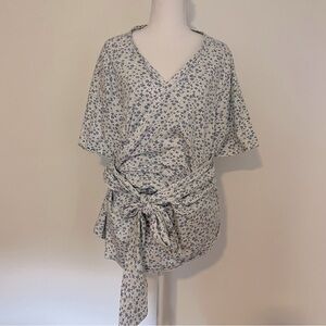 ASOS Design Curve Floral Peasant Kimono Style Wrap Shirt